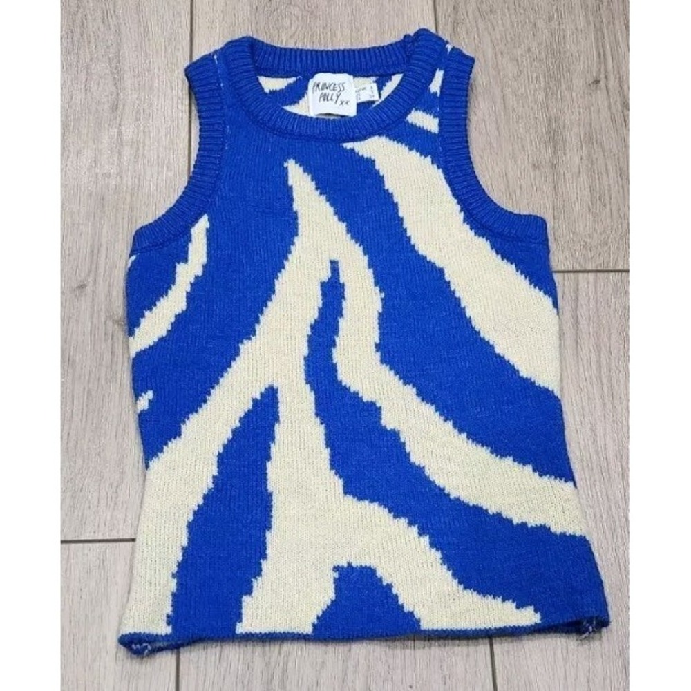 Princess Polly Womens Striped Blue Sweater Tank Top Shirt‎ Size 2